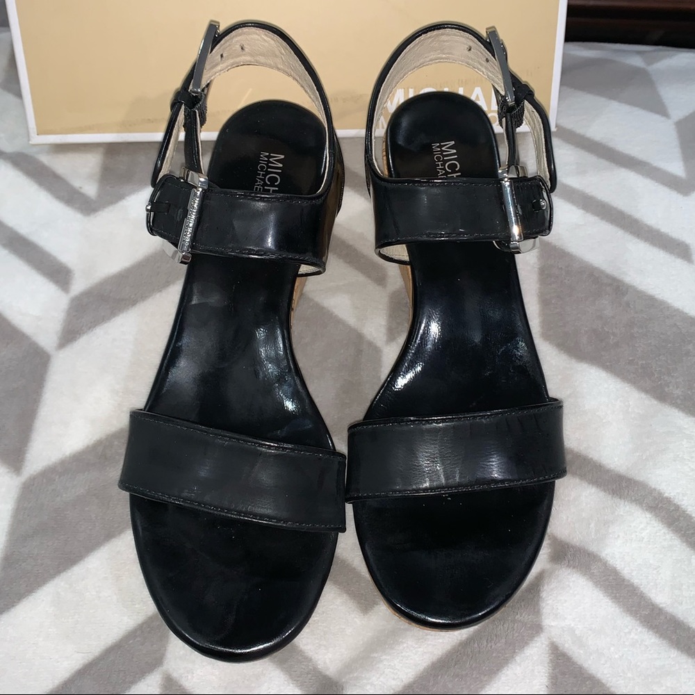 Michael Kors Black Leather Cork Wedge - Picture 5 of 8